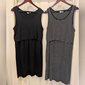 Gap Maternity Stripe/Black Layered Nursing Tank Dresses L